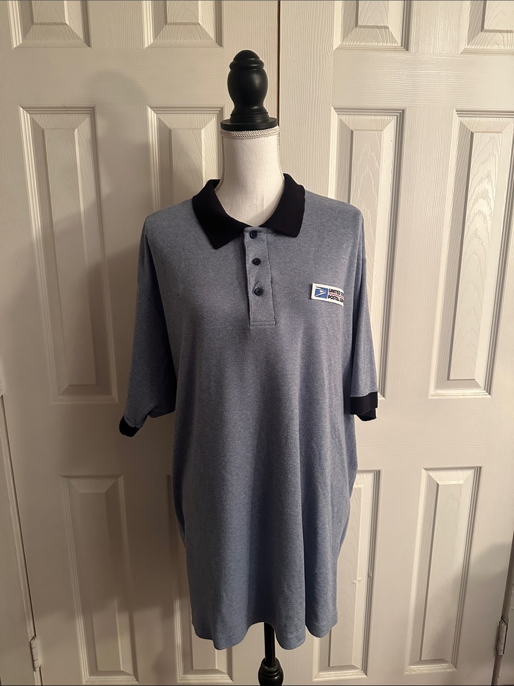 Light Blue Polo Shirt with Navy Contrast Collar - Postal Service
